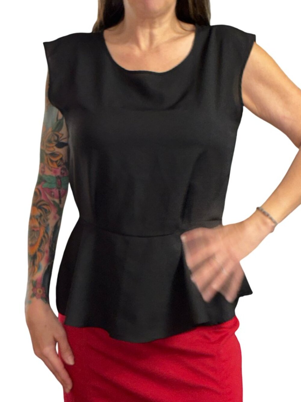 Sz.L*Covington*Black Gauzy Peplum Blouse